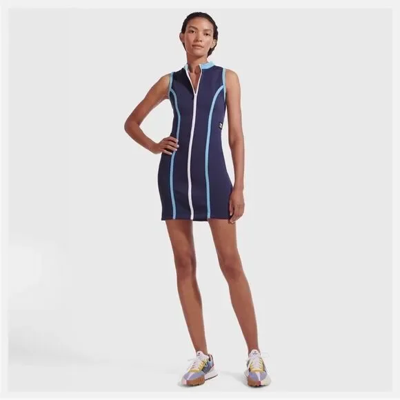 Staud new balance neoprene navy blue zip up dress medium m - Picture 1 of 12